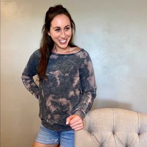 *CUSTOM DYED OFF SHOULDER SWEATSHIRT - Picture 1 of 5